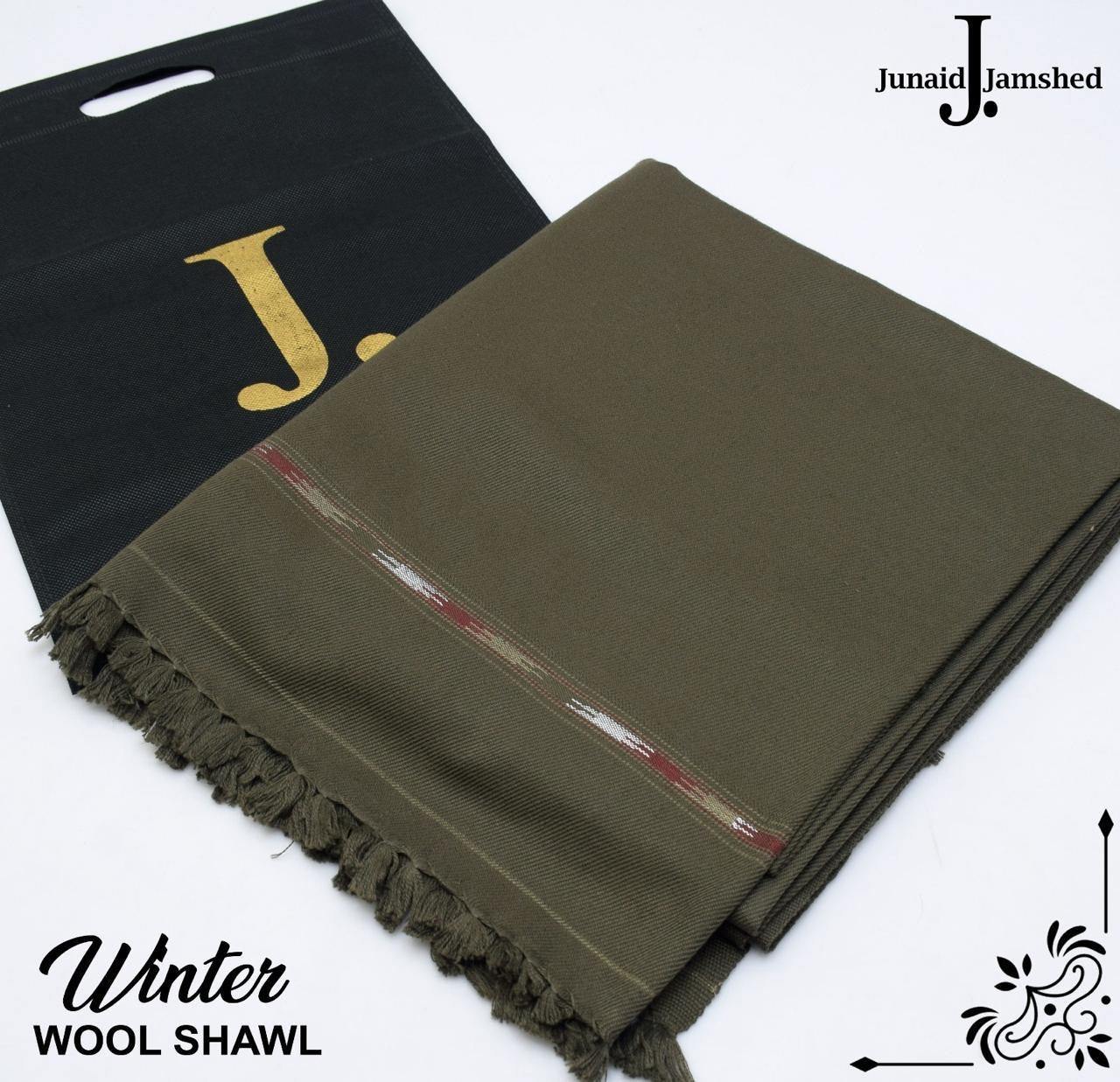 MEN’S WINTER WOOL SHAWL - ARMY GREEN