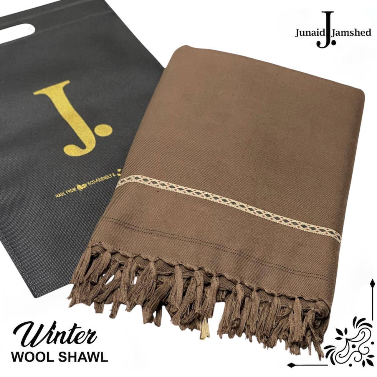 MEN’S WINTER WOOL SHAWL - BROWN