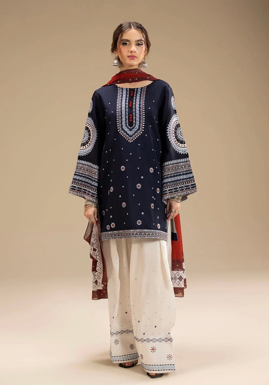 FINE-DHANAK EMBROIDERED 3PC D#1017