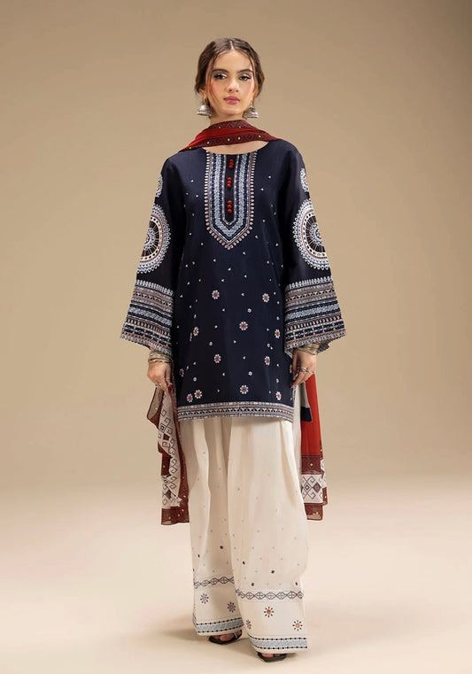 FINE-DHANAK EMBROIDERED 3PC D#1017