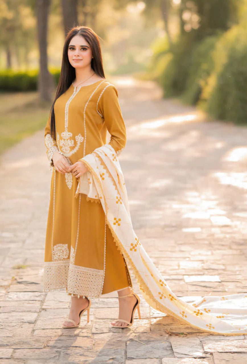 FINE-DHANAK EMBROIDERED 3PC D#1022