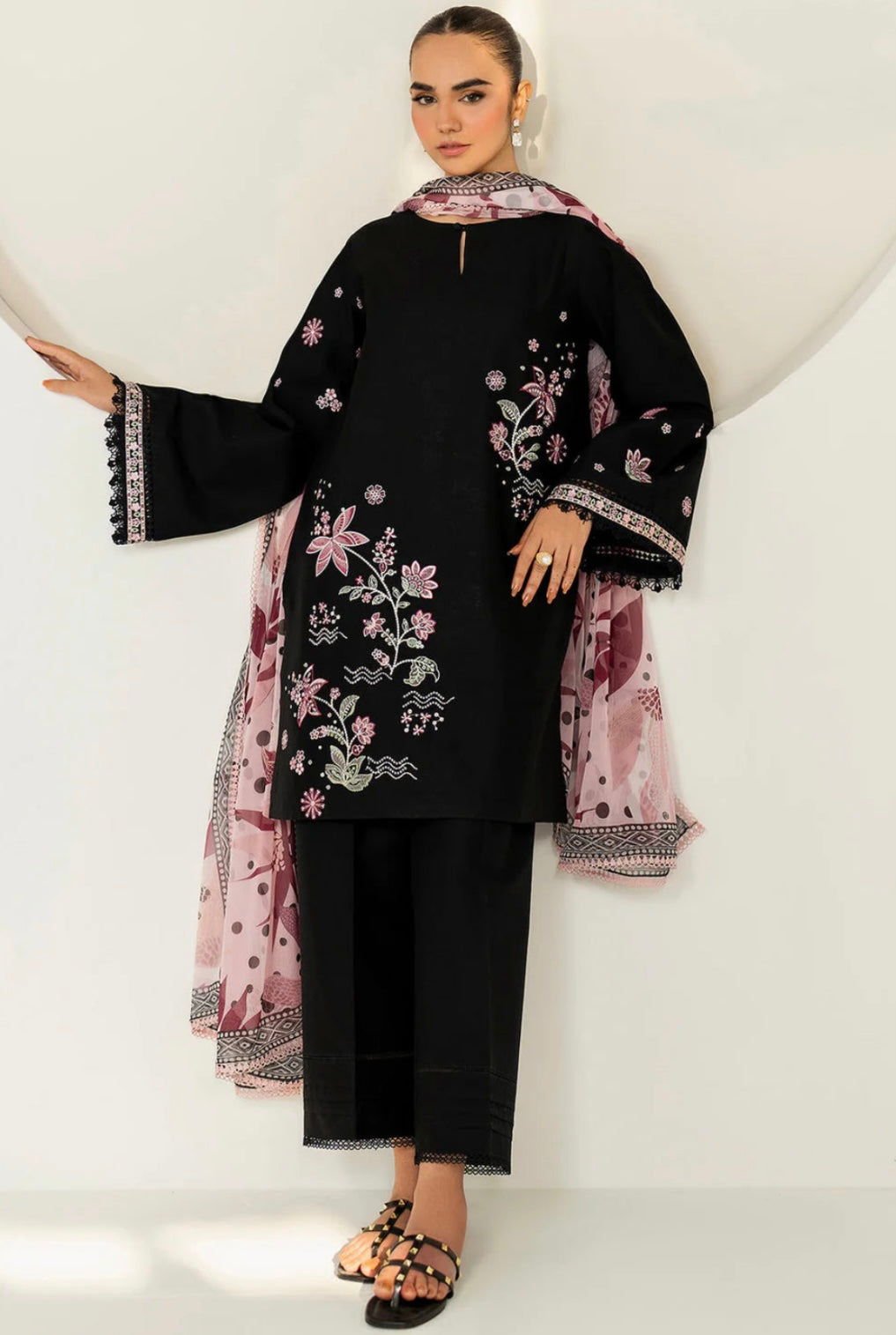FINE-DHANAK EMBROIDERED 3PC D#1024