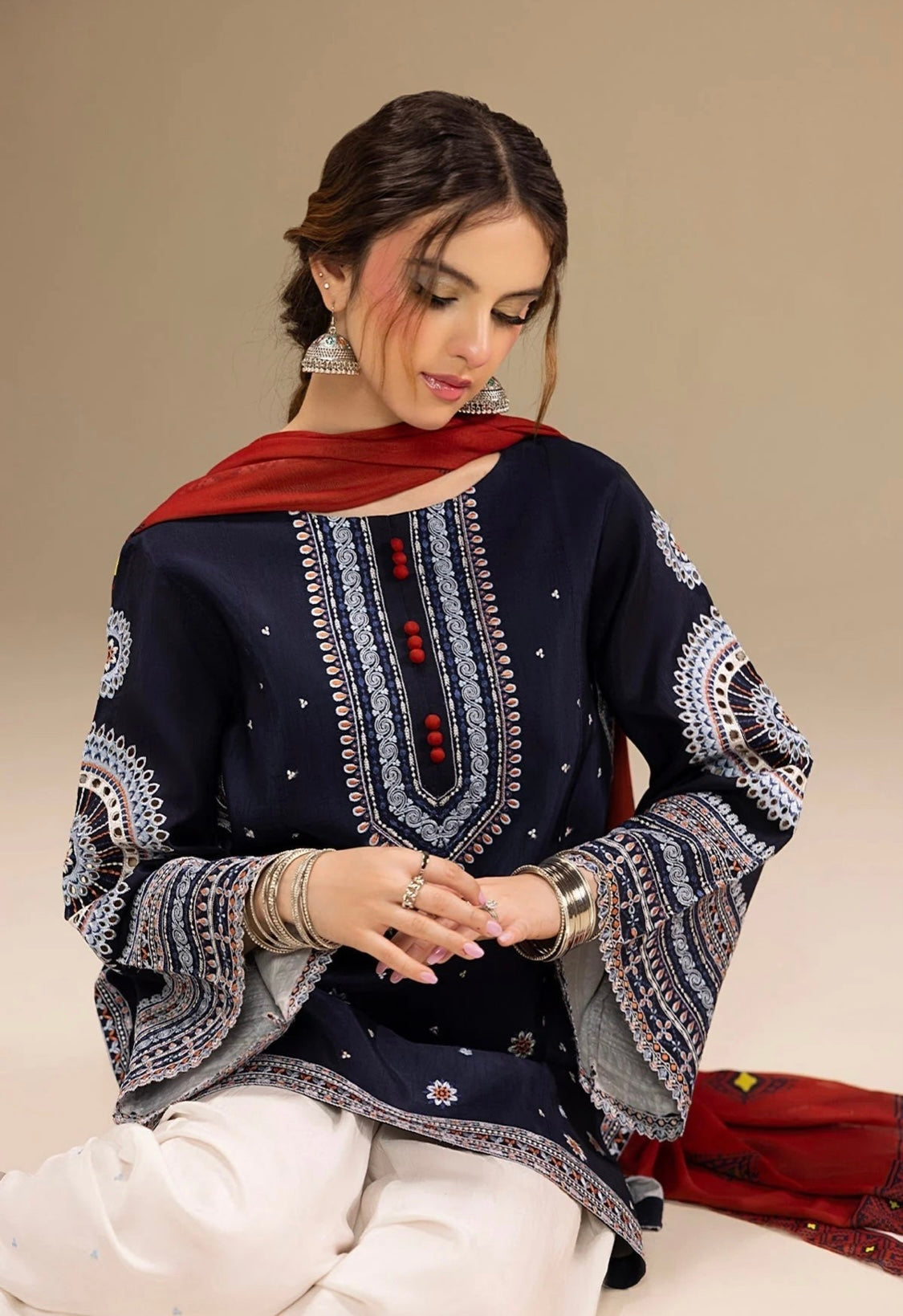 FINE-DHANAK EMBROIDERED 3PC D#1017
