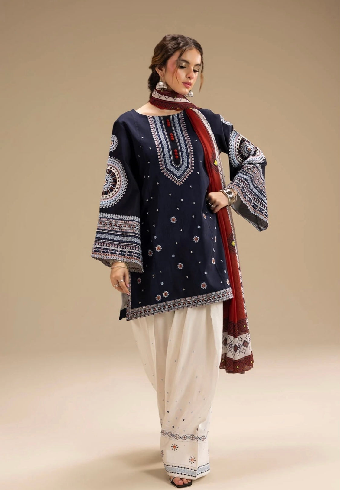 FINE-DHANAK EMBROIDERED 3PC D#1017