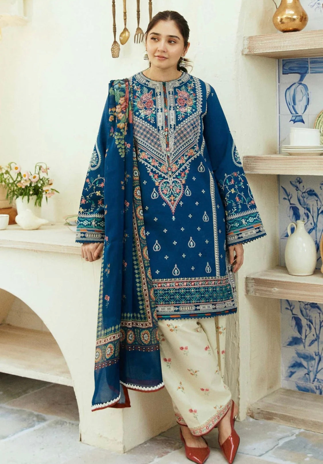FINE-DHANAK EMBROIDERED 3PC D#1018