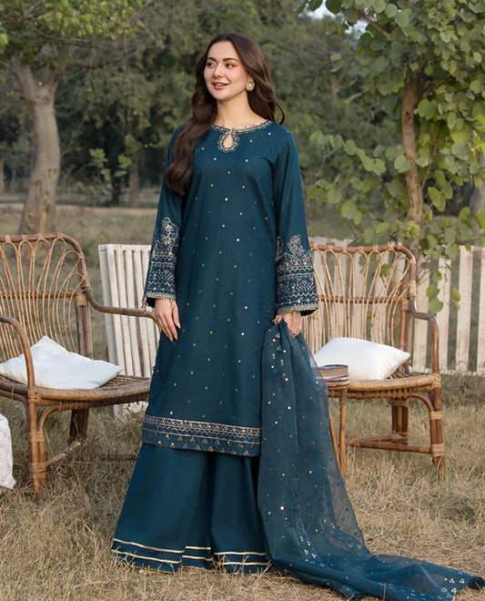 FINE-DHANAK EMBROIDERED 3PC D#1013
