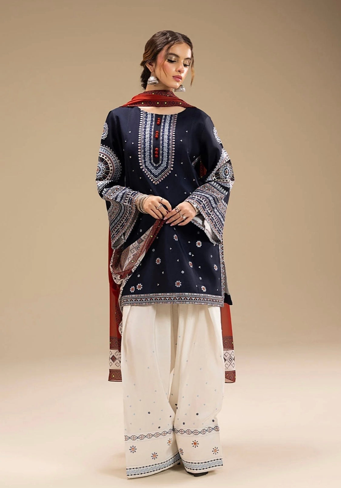 FINE-DHANAK EMBROIDERED 3PC D#1017