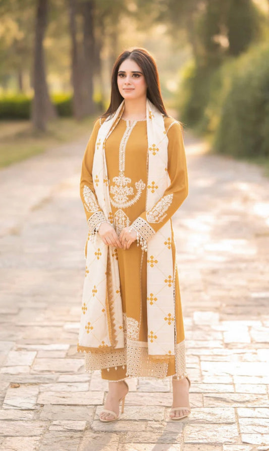FINE-DHANAK EMBROIDERED 3PC D#1022