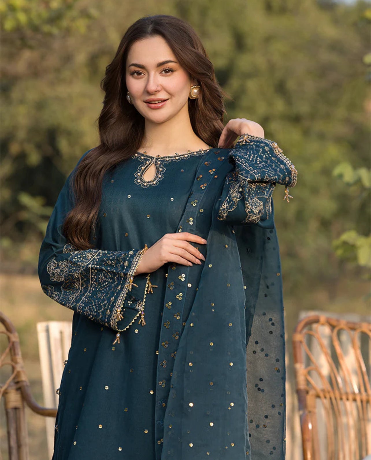 FINE-DHANAK EMBROIDERED 3PC D#1013