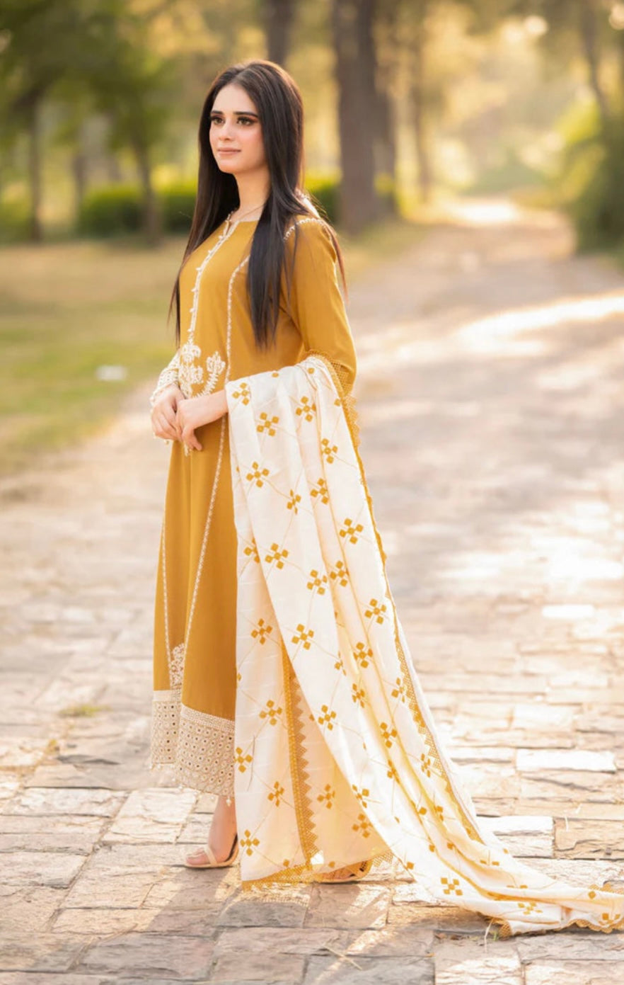 FINE-DHANAK EMBROIDERED 3PC D#1022