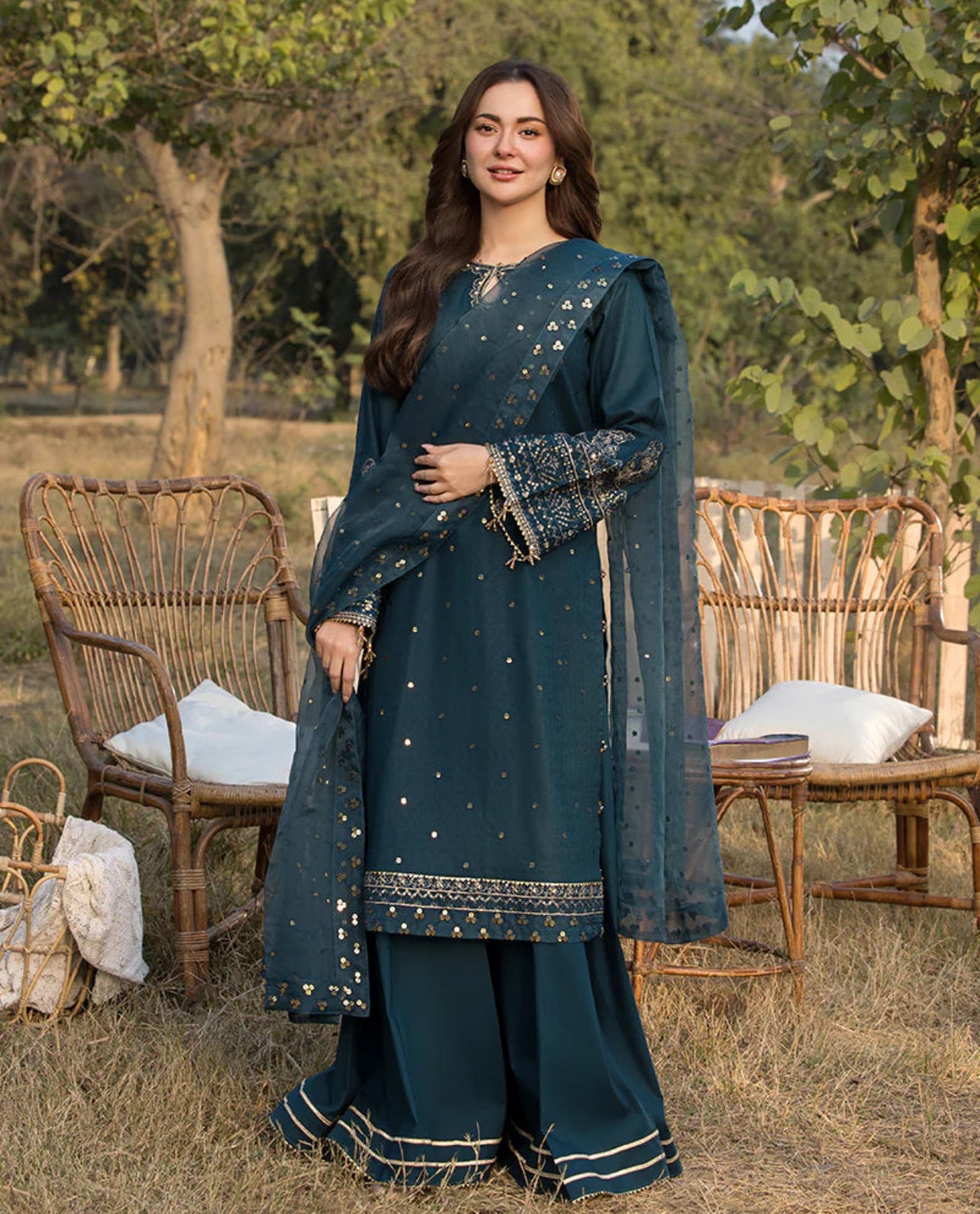 FINE-DHANAK EMBROIDERED 3PC D#1013