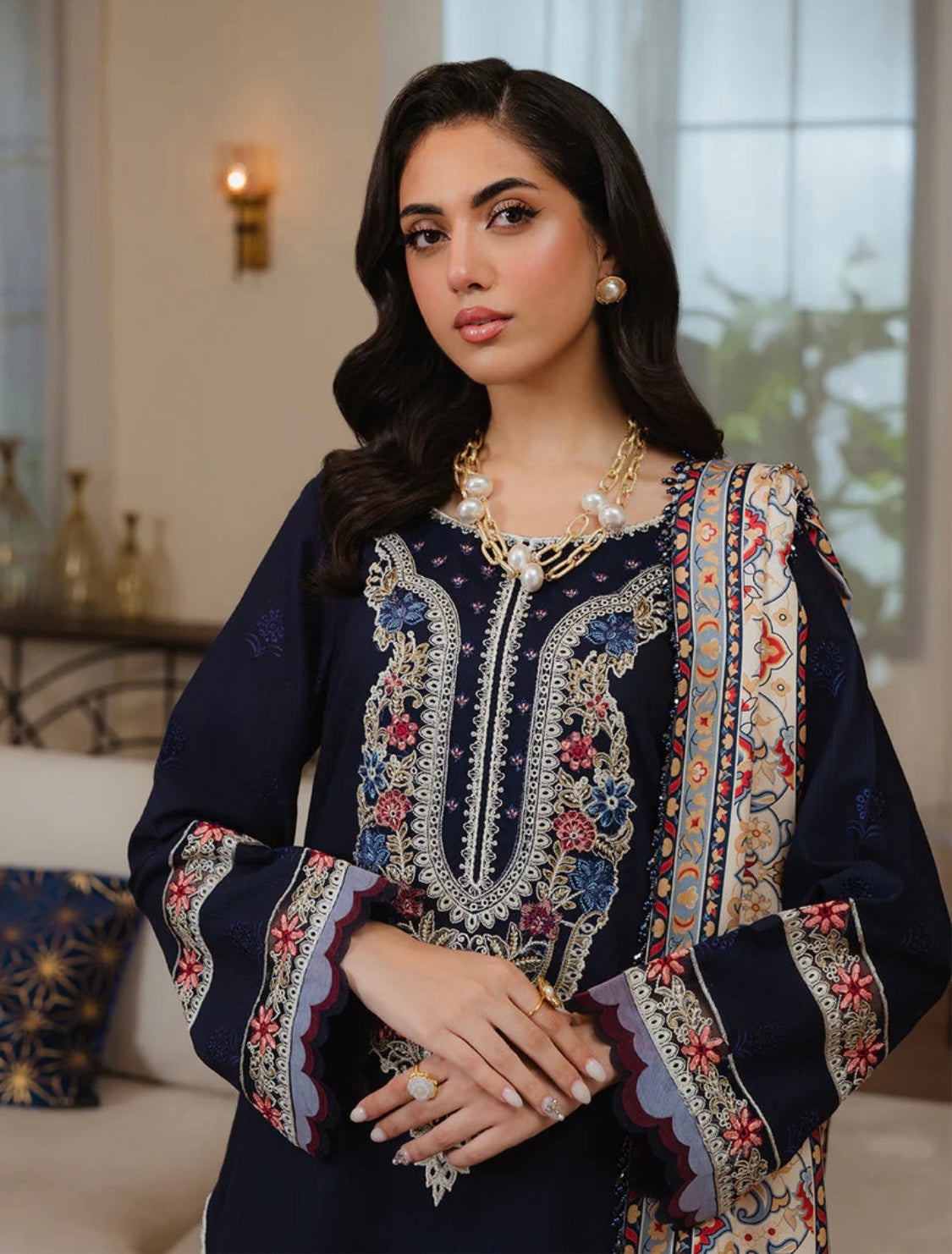 FINE-DHANAK EMBROIDERED 3PC D#1016