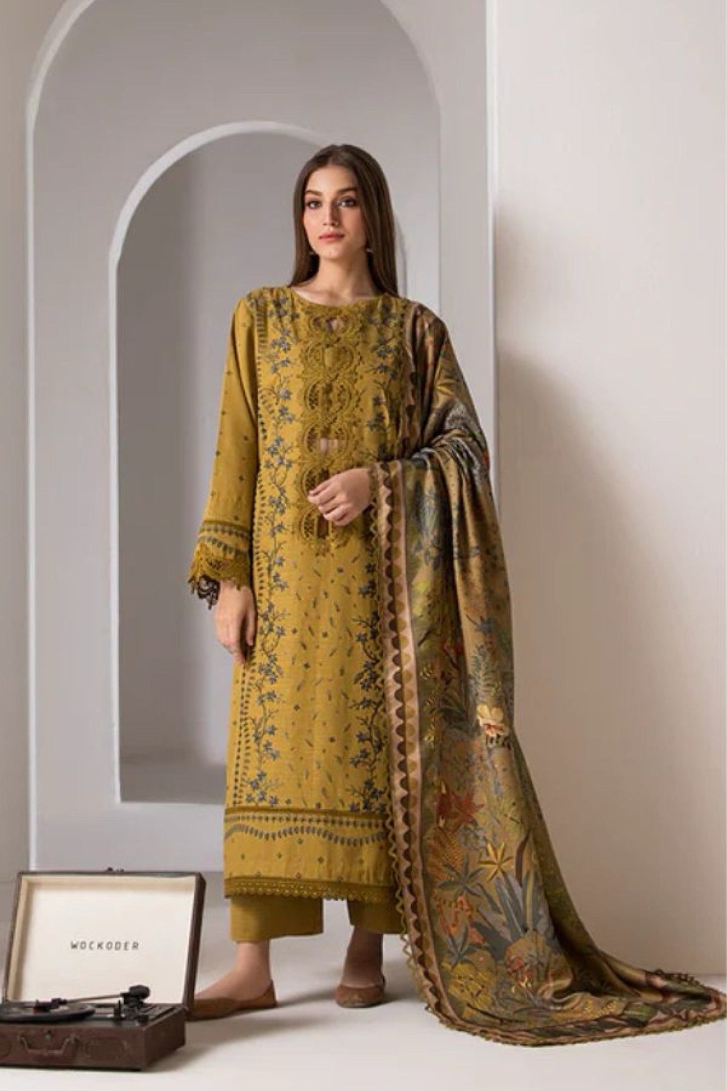 FINE-DHANAK EMBROIDERED 3PC D#1002