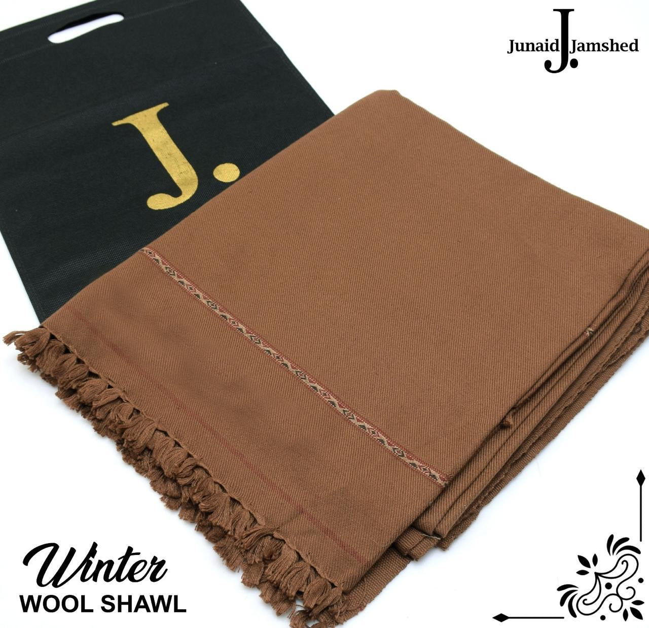 MEN’S WINTER WOOL SHAWL - AMBER BROWN