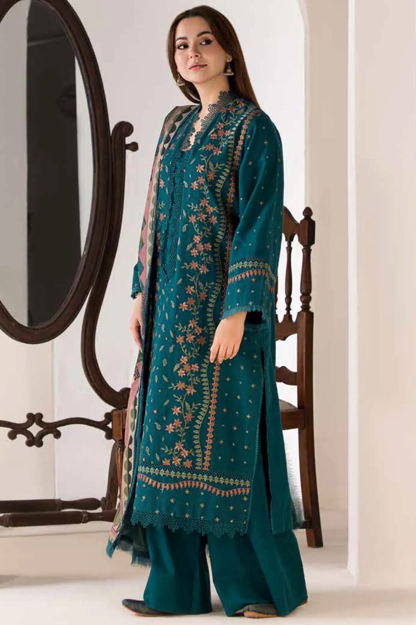 FINE-DHANAK EMBROIDERED 3PC D#1003