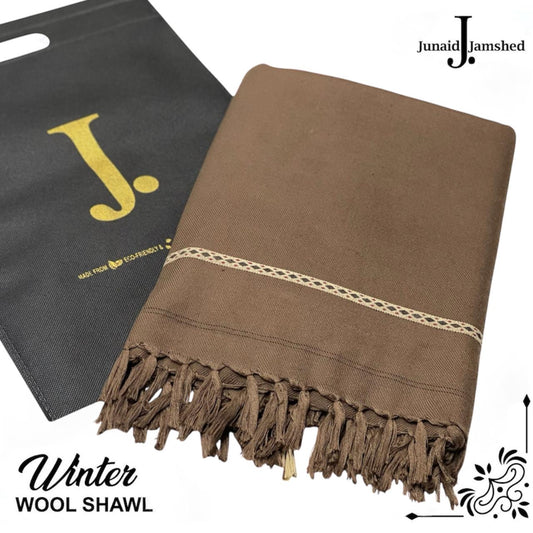 MEN’S WINTER WOOL SHAWL - BROWN