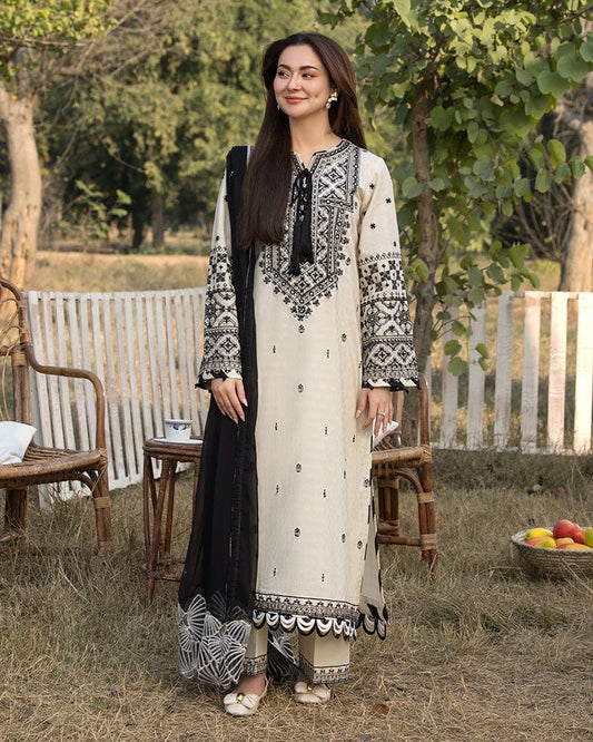 FINE-DHANAK EMBROIDERED 3PC D#1008